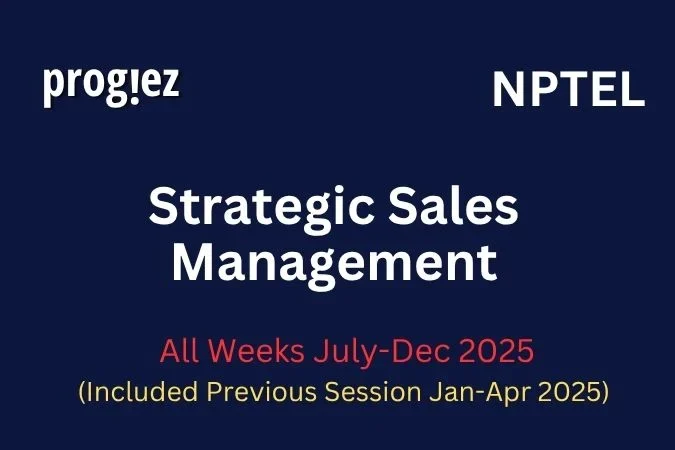 Strategic Sales Management Nptel Answers