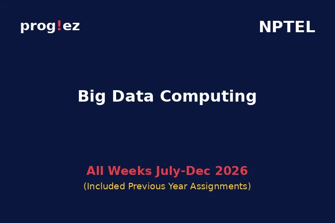 Big Data Computing July-Dec 2026