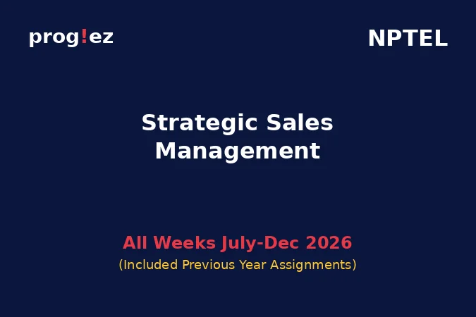 Strategic Sales Management July-Dec 2026 Strategic Sales Management July-Dec 2026